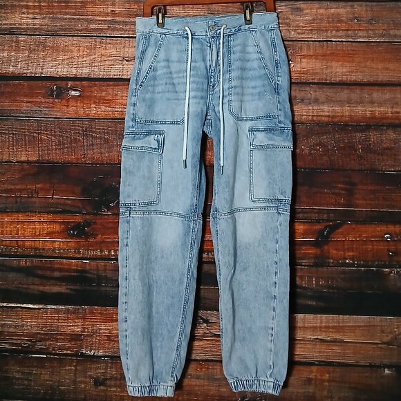 American Eagle Jeans Size 6 Denim Cargo Jogger High Rise - Picture 2 of 9